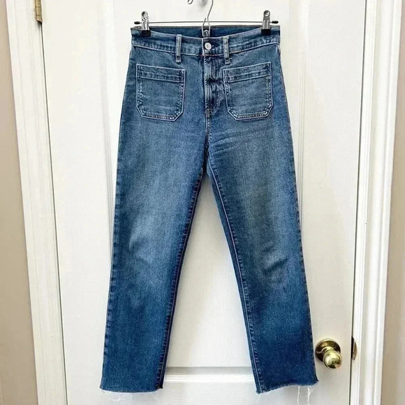 GAP Cheeky Straight Jeans High Rise Mariner Medium Indigo Blue Size  25 - Picture 3 of 15